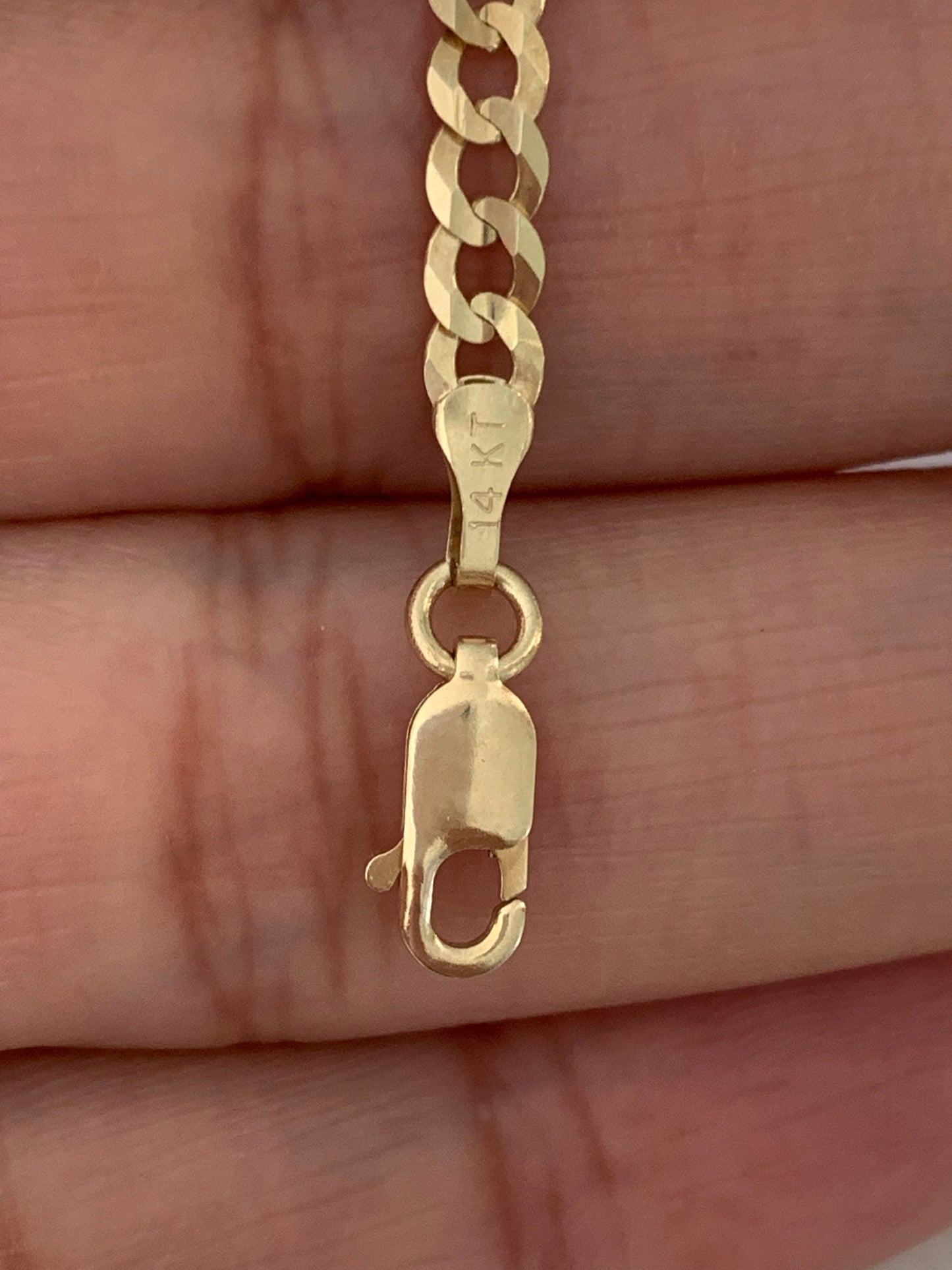 14K Gold Cuban Concave Link Bracelet , 3.6MM Cuban Concave Open Link, 7.5" Length, Lobster Clasp, Adult Bracelet