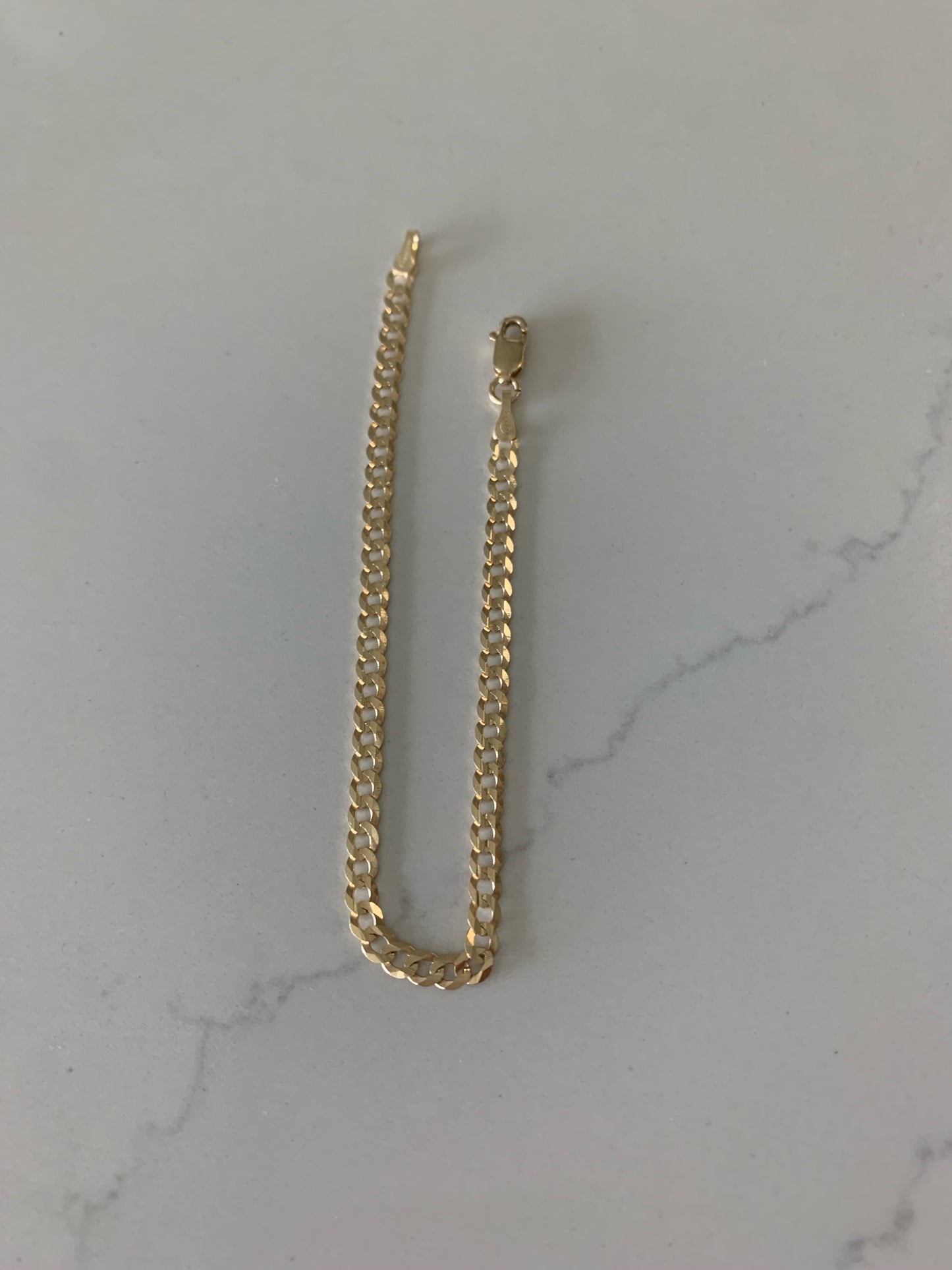 14K Gold Cuban Concave Link Bracelet , 3.6MM Cuban Concave Open Link, 7.5" Length, Lobster Clasp, Adult Bracelet