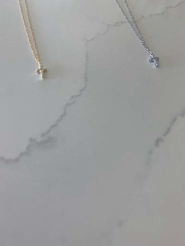 Dainty Cubic Zirconia Cross in Sterling | Gift for her | Baptism Gift | Jewelry