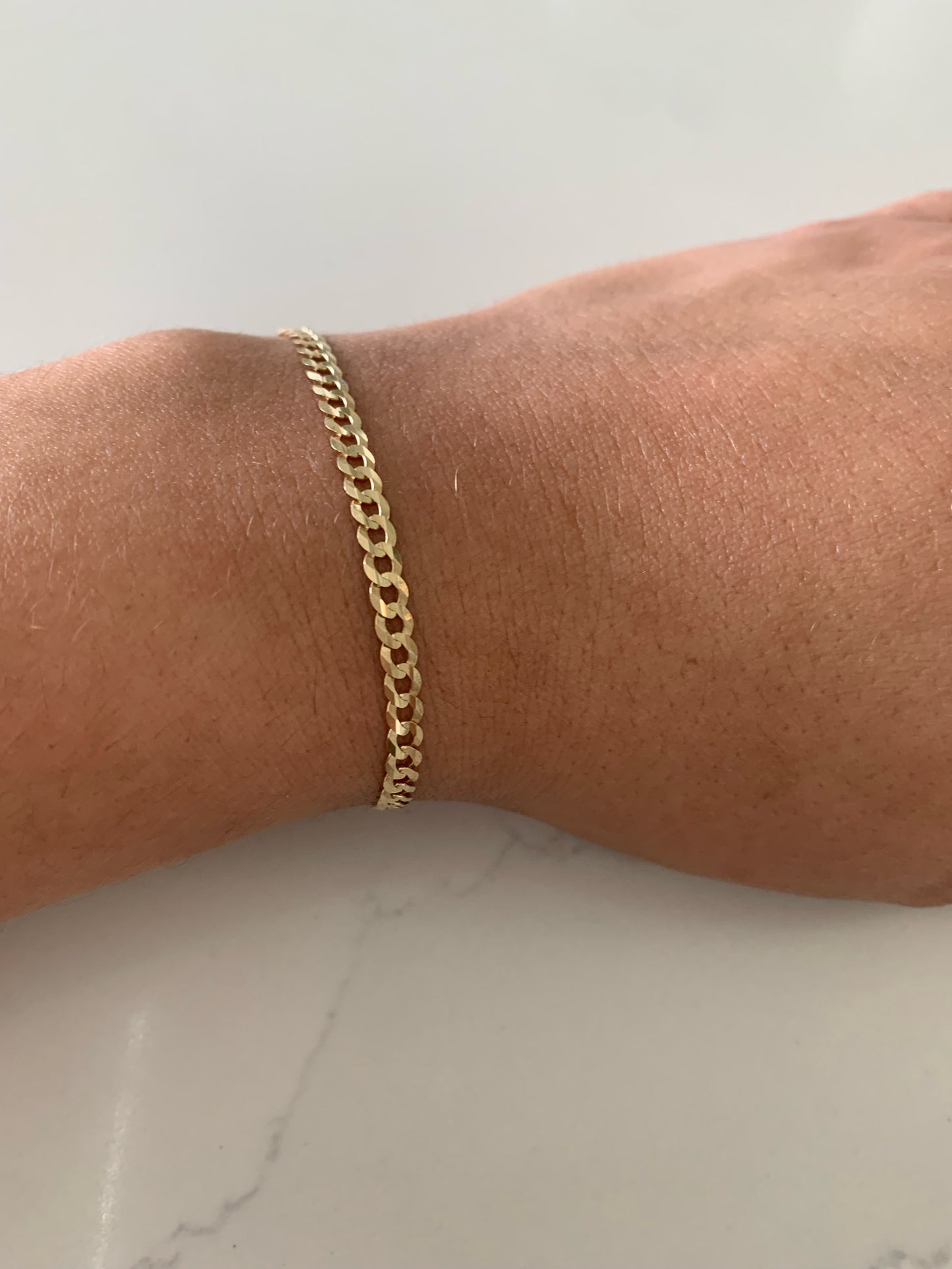 14K Gold Cuban Concave Link Bracelet , 3.6MM Cuban Concave Open Link, 7.5" Length, Lobster Clasp, Adult Bracelet