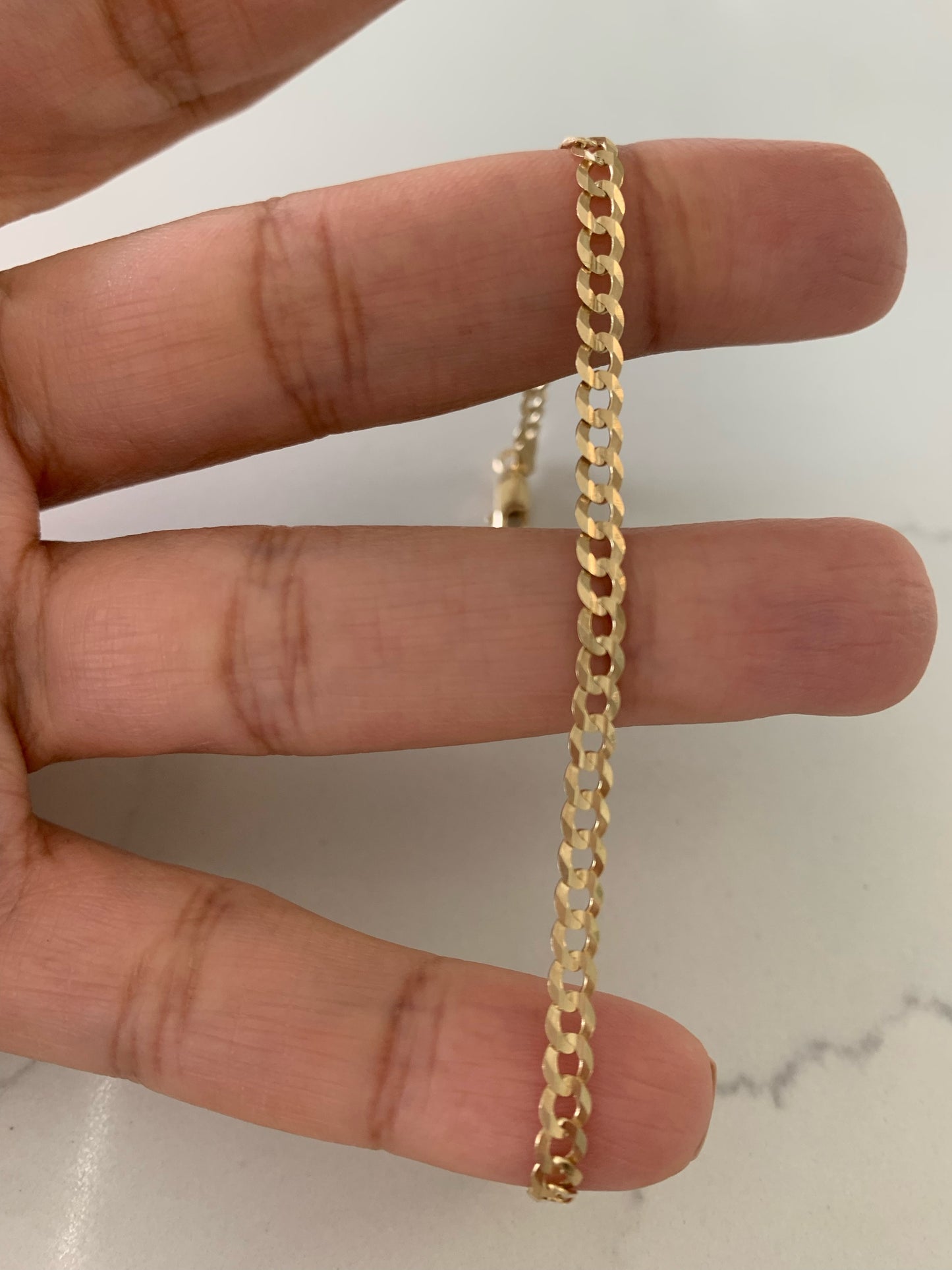 14K Gold Cuban Concave Link Bracelet , 3.6MM Cuban Concave Open Link, 7.5" Length, Lobster Clasp, Adult Bracelet