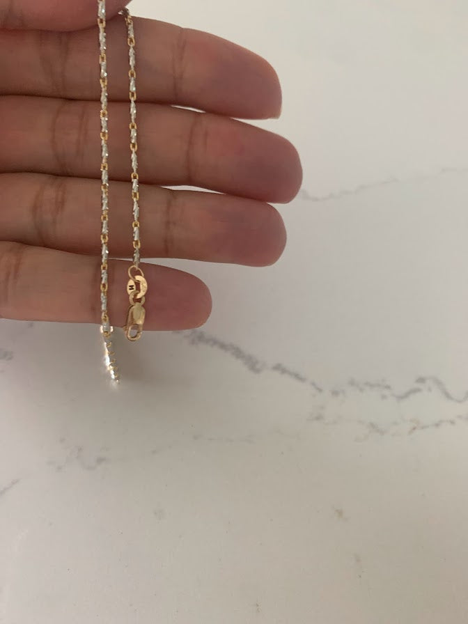 14K Gold Two Tone Lumina Link Anklet | Genuine gold 9.5"
