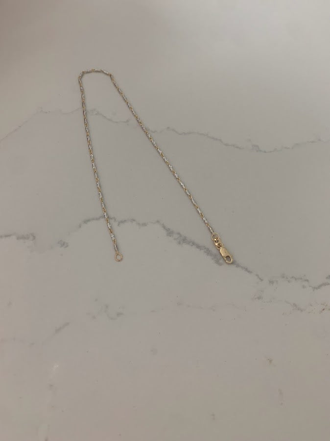 14K Gold Two Tone Lumina Link Anklet | Genuine gold 9.5"