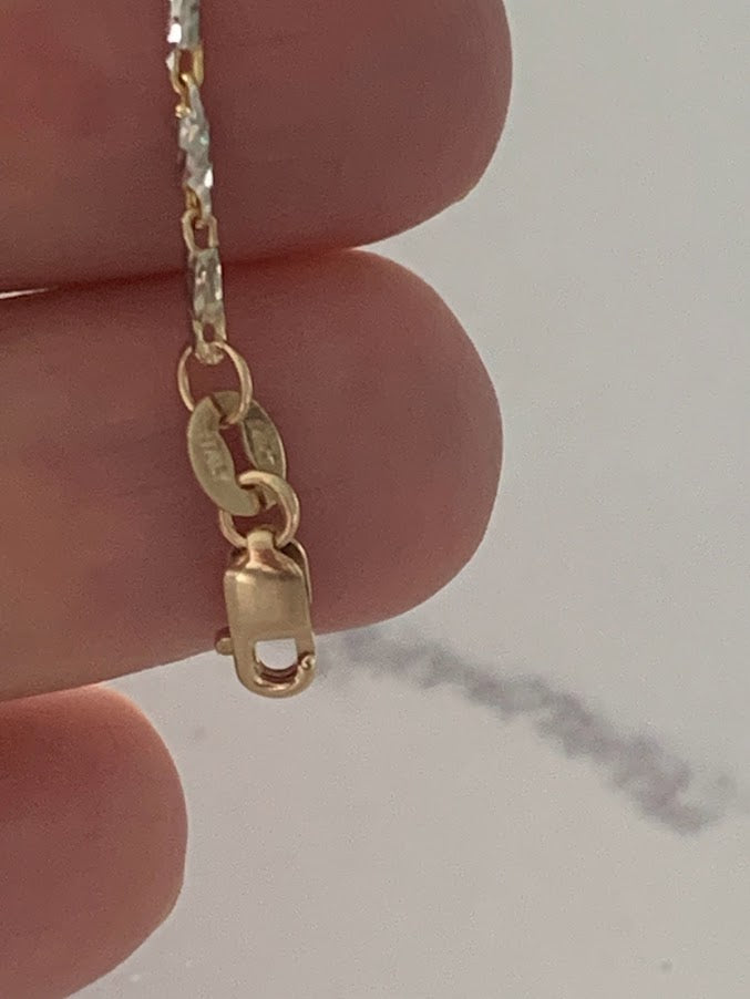 14K Gold Two Tone Lumina Link Anklet | Genuine gold 9.5"
