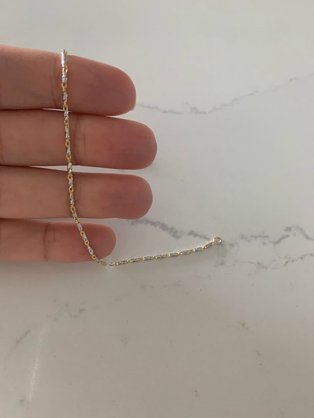 14K Gold Two Tone Lumina Link Anklet | Genuine gold 9.5"