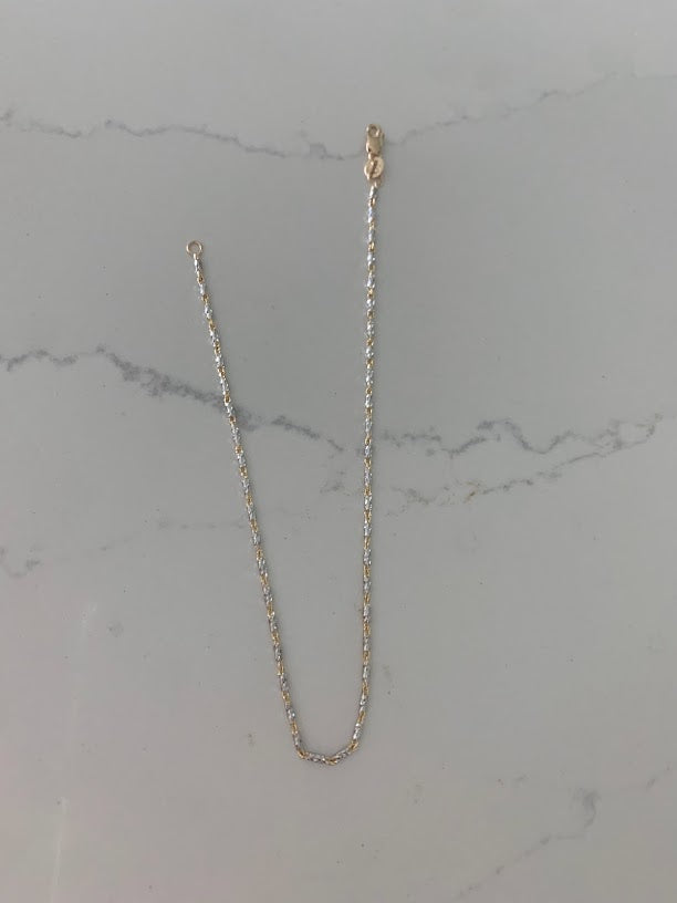 14K Gold Two Tone Lumina Link Anklet | Genuine gold 9.5"