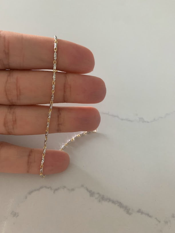 14K Gold Two Tone Lumina Link Anklet | Genuine gold 9.5"