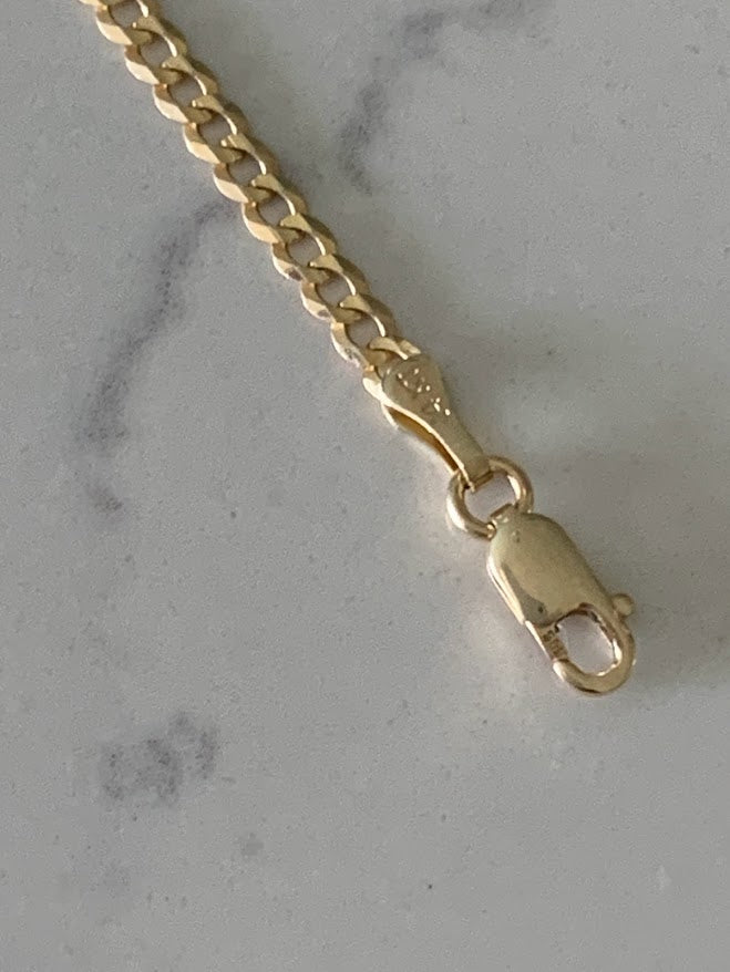 14K Gold ID Bracelet, Baby Bracelet, Cuban Link Chain Bracelet, 14KY Cuban Baby ID Bracelet