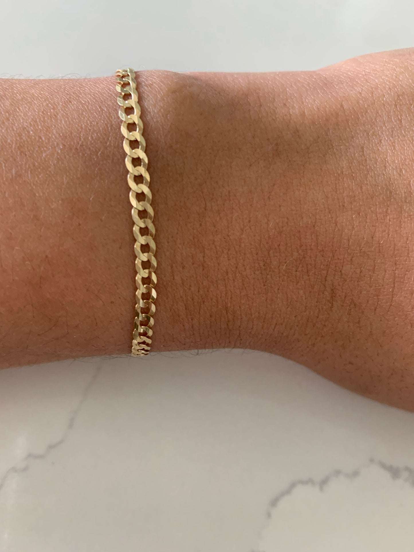 14K Gold Cuban Concave Link Bracelet , 3.6MM Cuban Concave Open Link, 7.5" Length, Lobster Clasp, Adult Bracelet