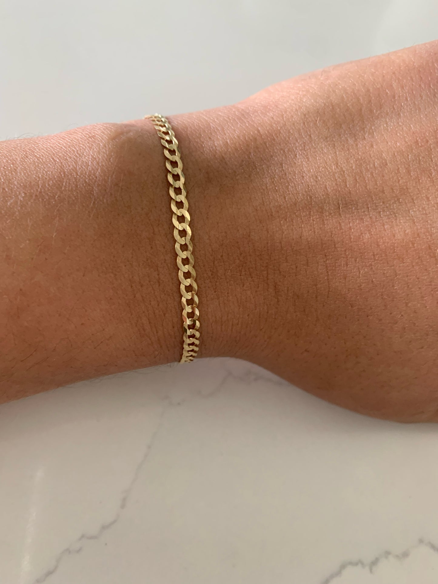14K Gold Cuban Concave Link Bracelet , 3.6MM Cuban Concave Open Link, 7.5" Length, Lobster Clasp, Adult Bracelet