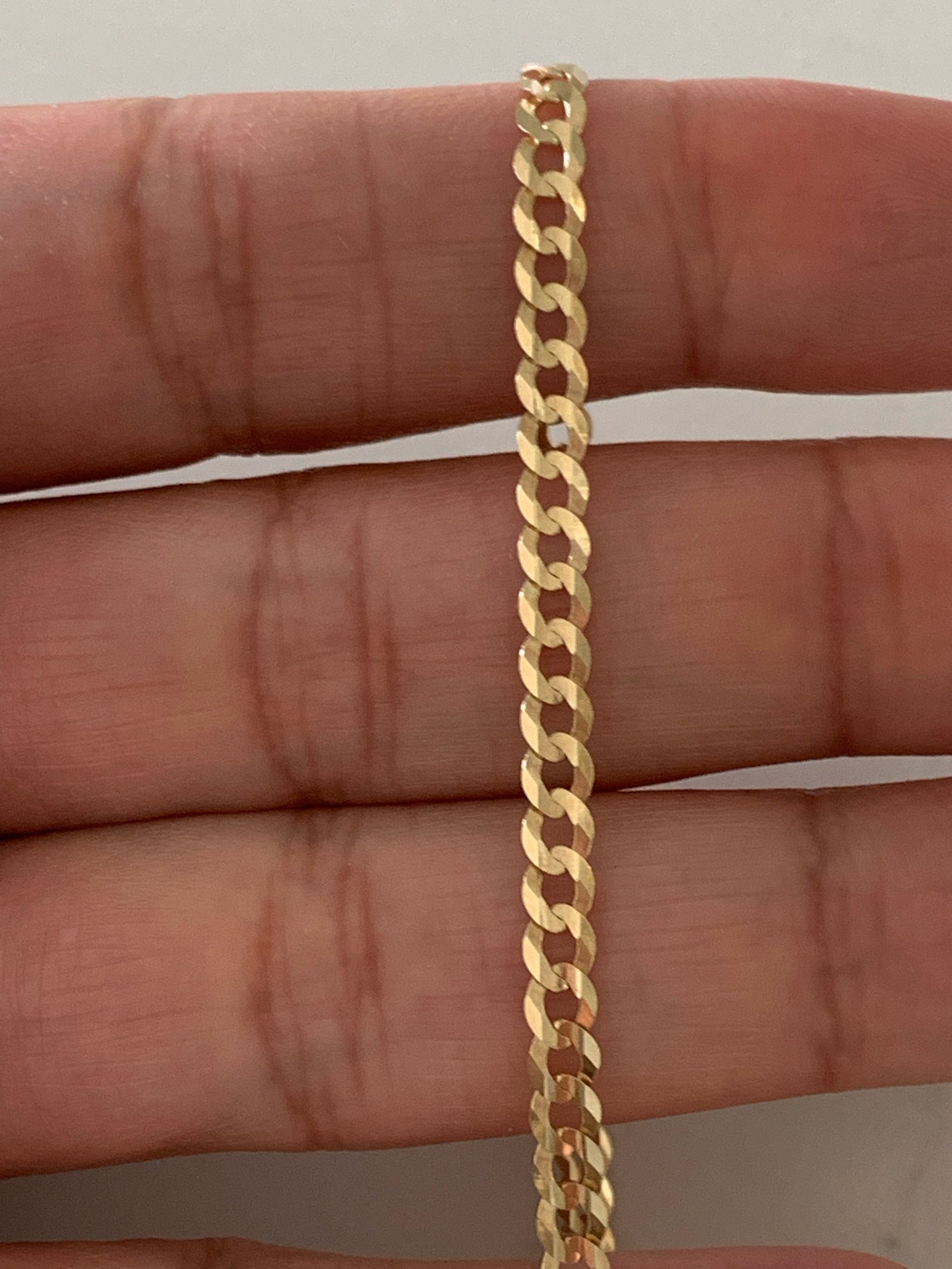 14K Gold Cuban Concave Link Bracelet , 3.6MM Cuban Concave Open Link, 7.5" Length, Lobster Clasp, Adult Bracelet