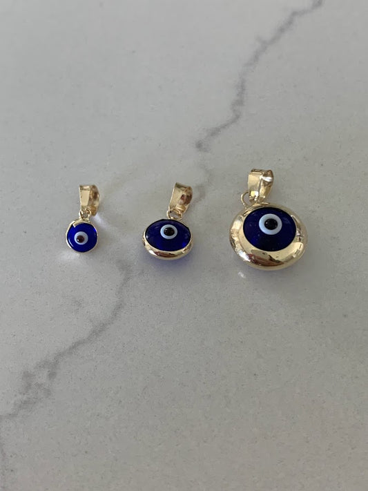 14k Solid Gold Evil Eye Pendant | Gift for her | Evil Eye Protection | 14k Gold Turkish Eye Charm Pendant | 14k Solid Genuine Yellow Gold