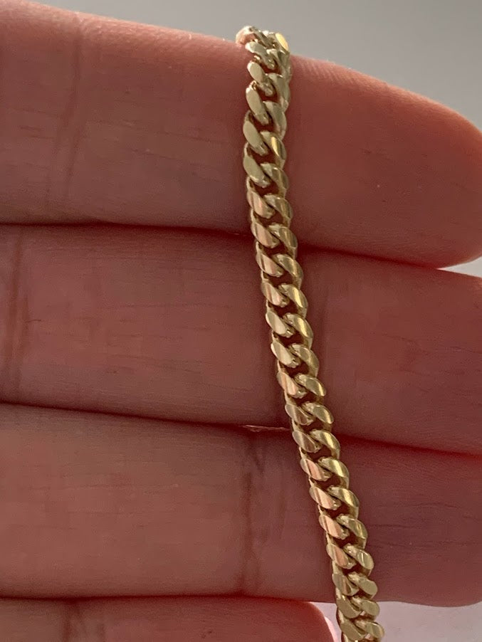 14K Yellow Gold SOLID Miami Cuban Link Bracelet, 7.5" Inch, 4MM Thick, Real Gold Bracelet, SOLID Gold Cuban Bracelet, Men, Women, Unisex