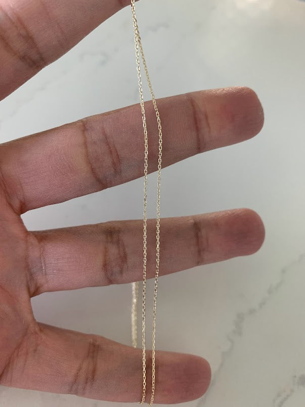 14K Yellow Gold 0.9mm Angle Cut Oval Rolo 025 Chain, Gold Chain, Dainty Everyday Chain , Shiny Gold Chain, 14K Gold Choker, Real Gold