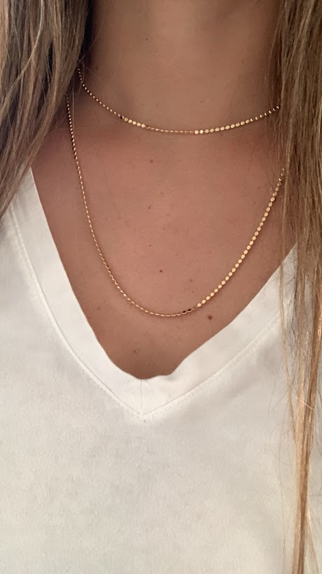 Gold Flat Beaded Necklaces | Dainty Flat Ball Chain | Beads Necklace | Flat Beaded Chain | Layering Necklace