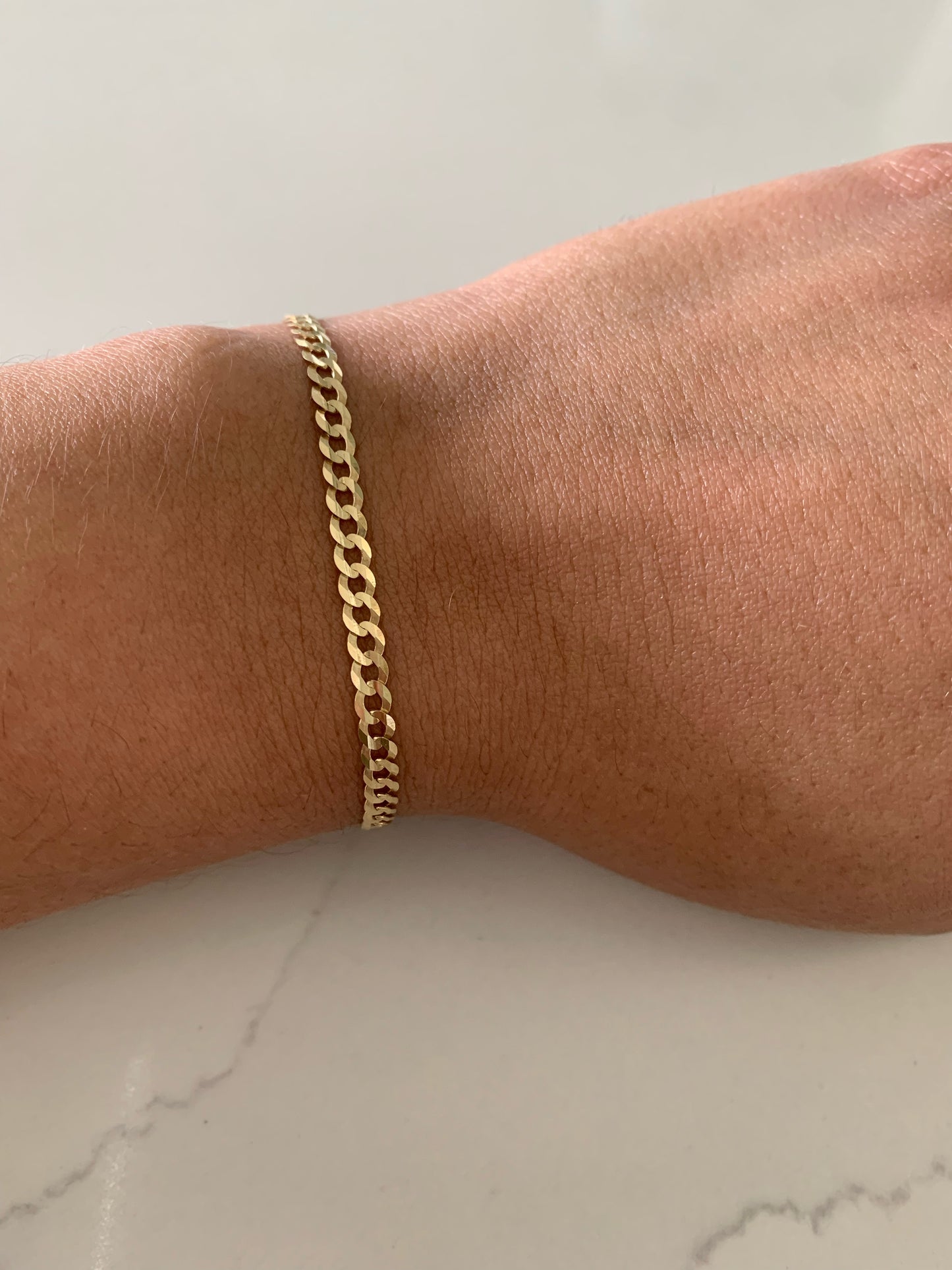 14K Gold Cuban Concave Link Bracelet , 3.6MM Cuban Concave Open Link, 7.5" Length, Lobster Clasp, Adult Bracelet