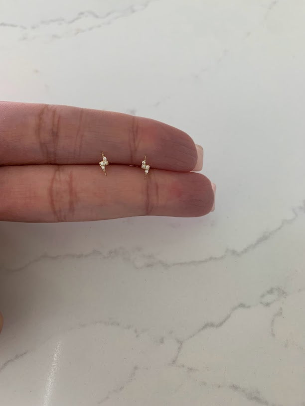 Tiny 14K Gold Lightning Bolt Stud Earrings | Minimalist Earrings | Everyday Earrings | Dainty