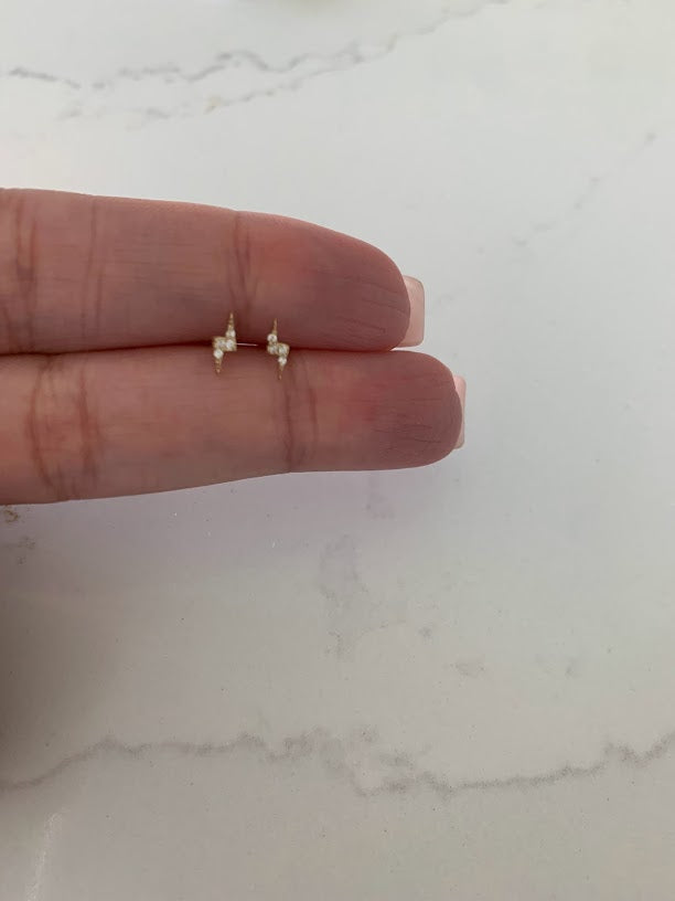 Tiny 14K Gold Lightning Bolt Stud Earrings | Minimalist Earrings | Everyday Earrings | Dainty