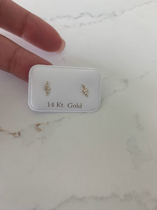 Tiny 14K Gold Lightning Bolt Stud Earrings | Minimalist Earrings | Everyday Earrings | Dainty