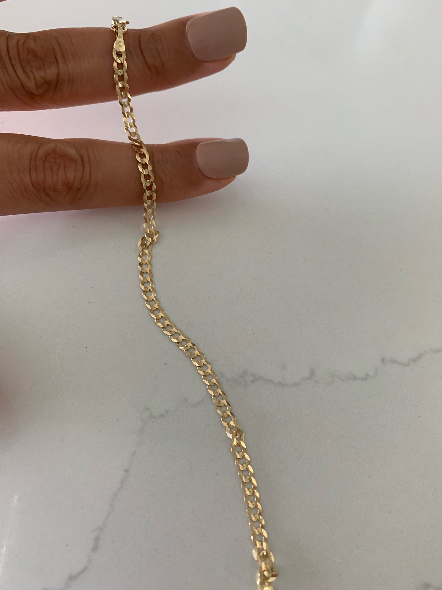 14K Gold Cuban Concave Link Bracelet , 3.6MM Cuban Concave Open Link, 7.5" Length, Lobster Clasp, Adult Bracelet