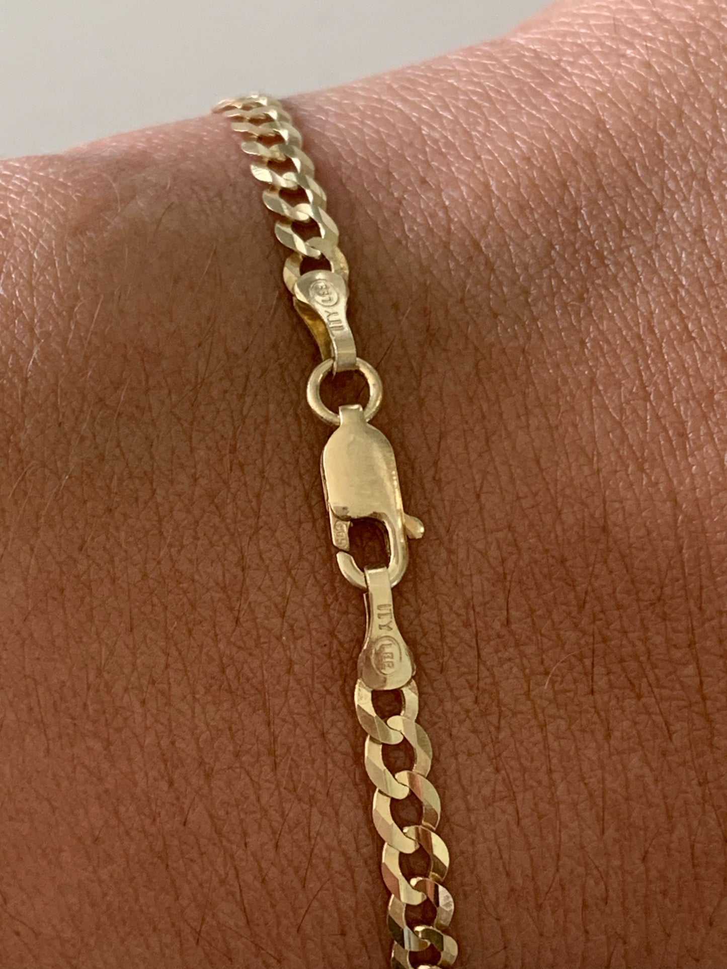 14K Gold Cuban Concave Link Bracelet , 3.6MM Cuban Concave Open Link, 7.5" Length, Lobster Clasp, Adult Bracelet