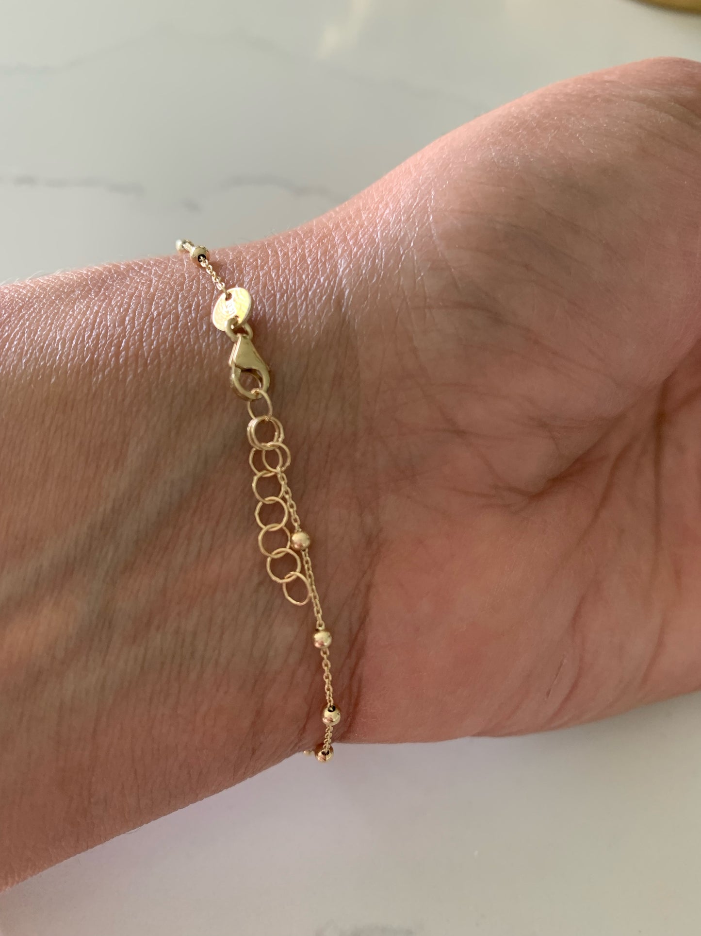 14K Yellow Gold Light Ball Bracelet or Anklet, Beaded Bracelet, Solid Gold Satellite Bracelet, Dainty Ball Bracelet, Jewelry For Women, Tiny Delicate