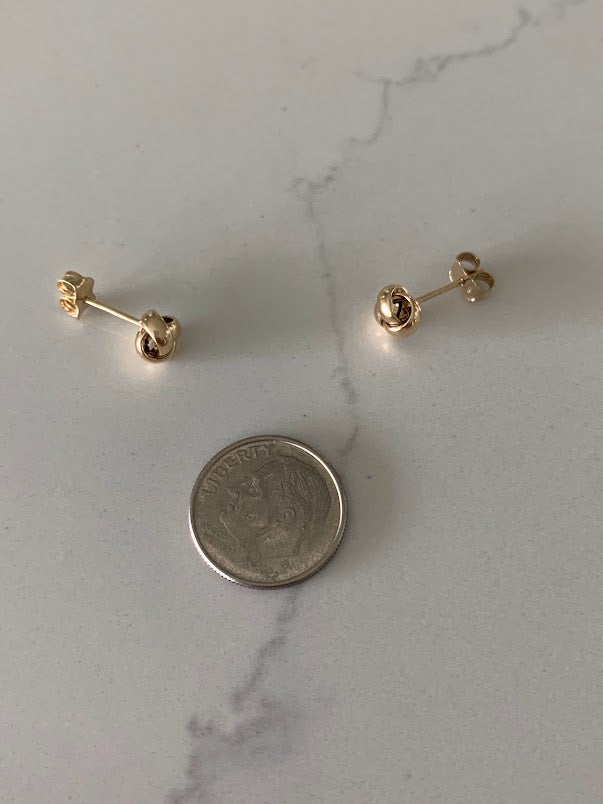 14K Solid Gold Love Knot Earrings, Small