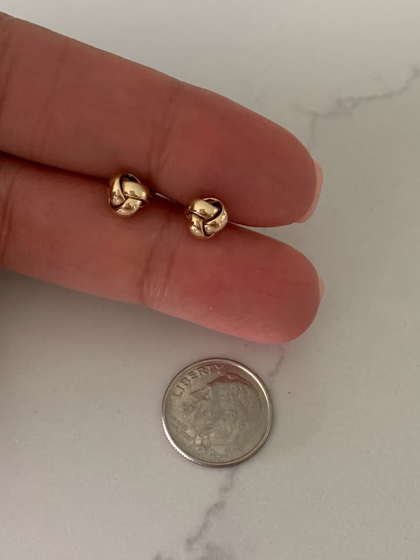 14K Solid Gold Love Knot Earrings, Small