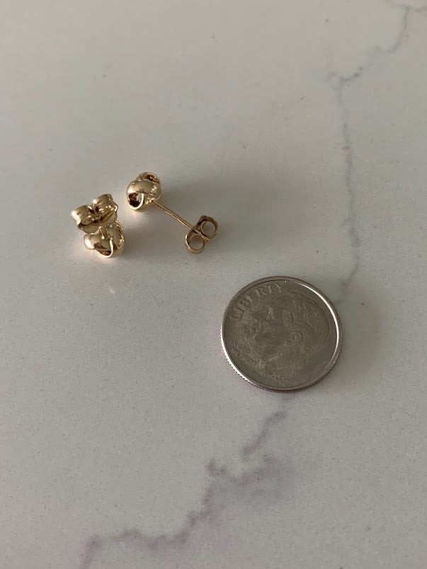 14K Solid Gold Love Knot Earrings, Small