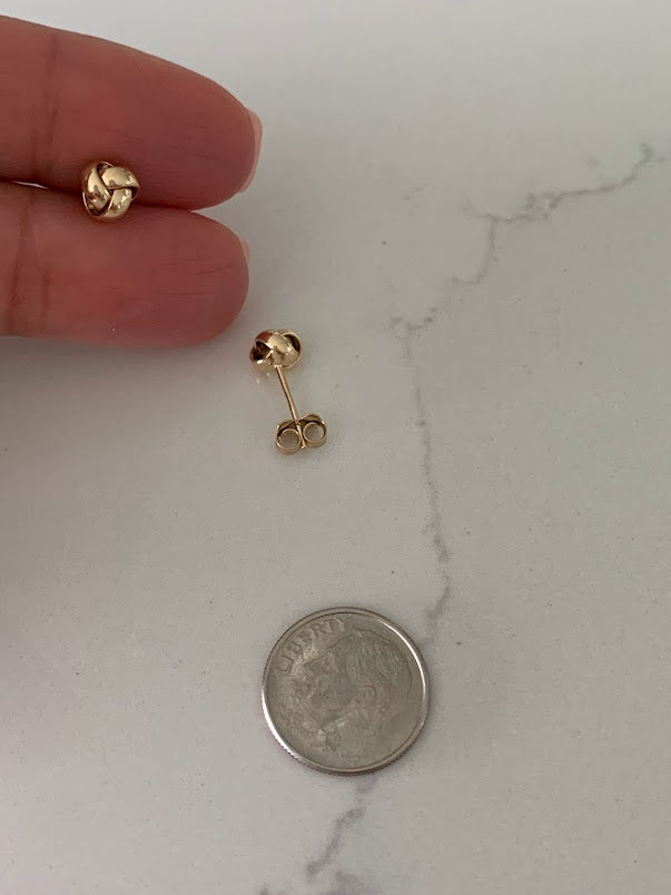 14K Solid Gold Love Knot Earrings, Small