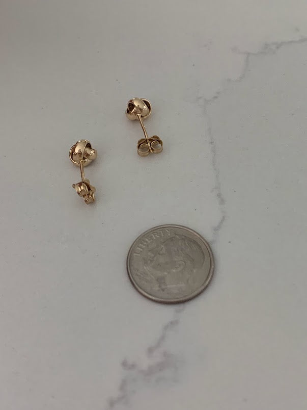 14K Solid Gold Love Knot Earrings, Small