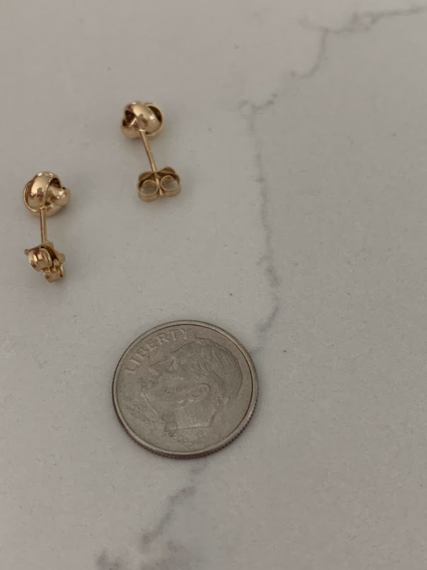14K Solid Gold Love Knot Earrings, Small