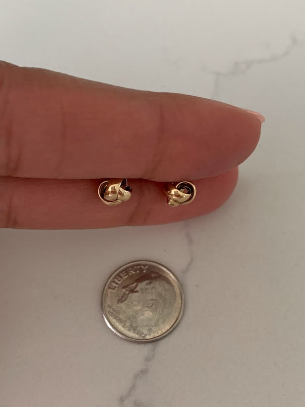 14K Solid Gold Love Knot Earrings, Small