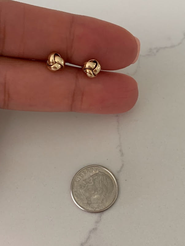 14K Solid Gold Love Knot Earrings, Small