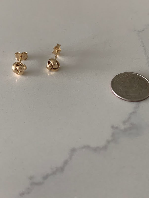 14K Solid Gold Love Knot Earrings, Small