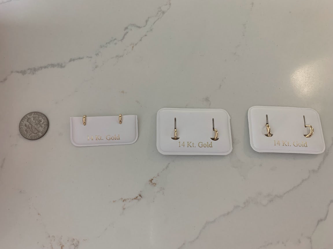 14K Solid Gold Small Huggies, Dainty Hoops, Everyday Earrings, Dainty Earrings, Yellow Solid Gold Earrings, 7MM 8MM 9MM Huggies