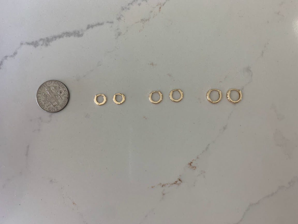 14K Solid Gold Small Huggies, Dainty Hoops, Everyday Earrings, Dainty Earrings, Yellow Solid Gold Earrings, 7MM 8MM 9MM Huggies