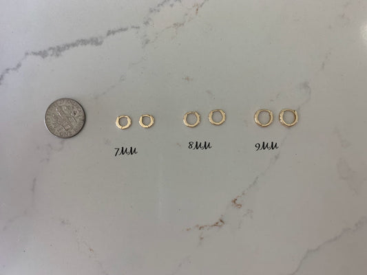 14K Solid Gold Small Huggies, Dainty Hoops, Everyday Earrings, Dainty Earrings, Yellow Solid Gold Earrings, 7MM 8MM 9MM Huggies