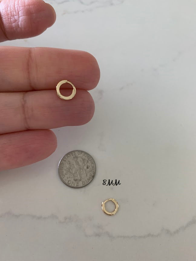 14K Solid Gold Small Huggies, Dainty Hoops, Everyday Earrings, Dainty Earrings, Yellow Solid Gold Earrings, 7MM 8MM 9MM Huggies