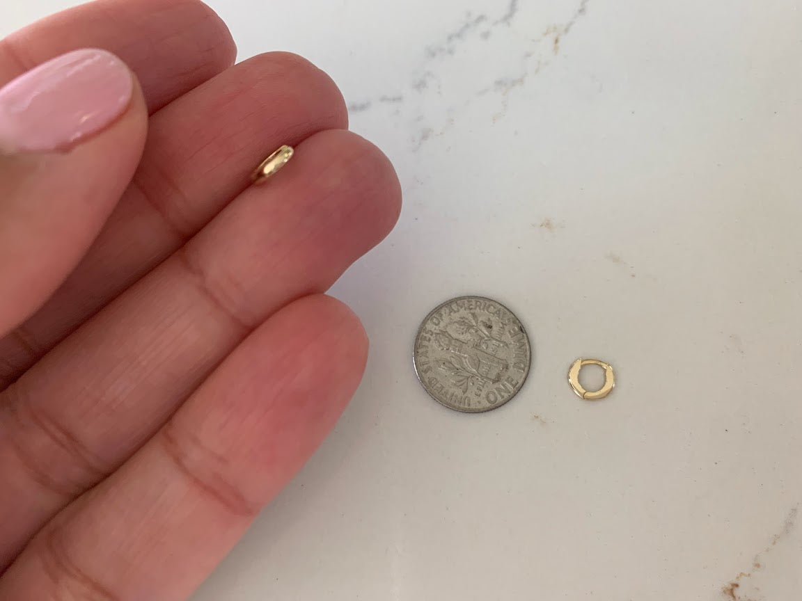 14K Solid Gold Small Huggies, Dainty Hoops, Everyday Earrings, Dainty Earrings, Yellow Solid Gold Earrings, 7MM 8MM 9MM Huggies