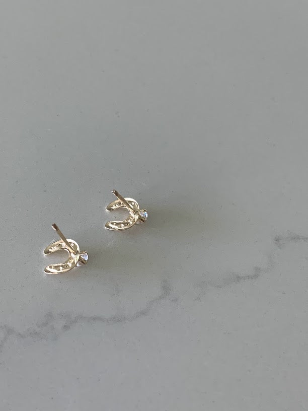 Tiny Horse Shoe Stud Earrings in 14K Gold | Horse Shoe Minimalist Earrings |Tiny Screw Stud Earrings |  Horseshoe Good Luck Charms Earrings | Dainty Earrings | Women Earrings | Kid Earrings