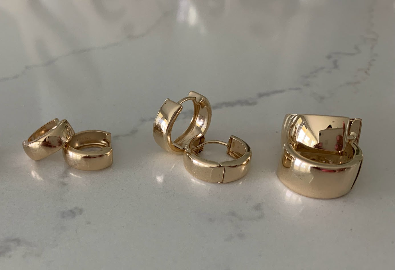 Bold Thick Hoop Huggie Earrings, 14K Gold Huggie, Statement Everyday Hoop Earrings,Boyfriend Huggies, Gift for Her, Genuine 14K Gold Jewelry