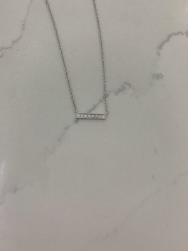 14K Gold Diamond Bar Necklace | 14K Gold Bar Necklace  | Layering Gold Chain | SOLID GOLD | Genuine Diamonds Bar Necklace