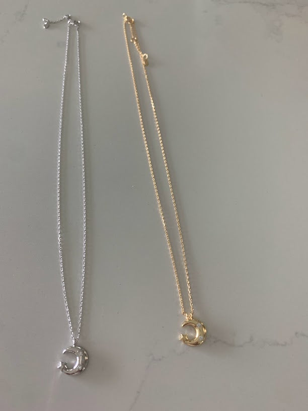 Moon Necklace, Moon ZC, Dainty Necklace, Layering Necklace, Minimalist Jewelry, Star Necklace, Crescent Moon, Gold, Silver, Sterling Silver