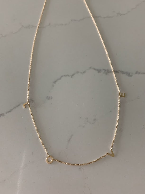 14K Gold LOVE Necklace | Mom Necklace