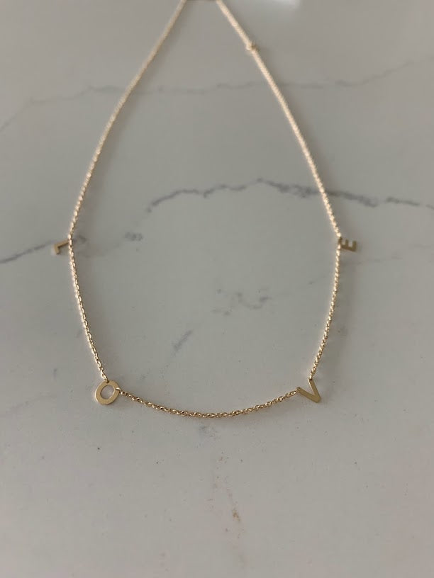 14K Gold LOVE Necklace | Mom Necklace