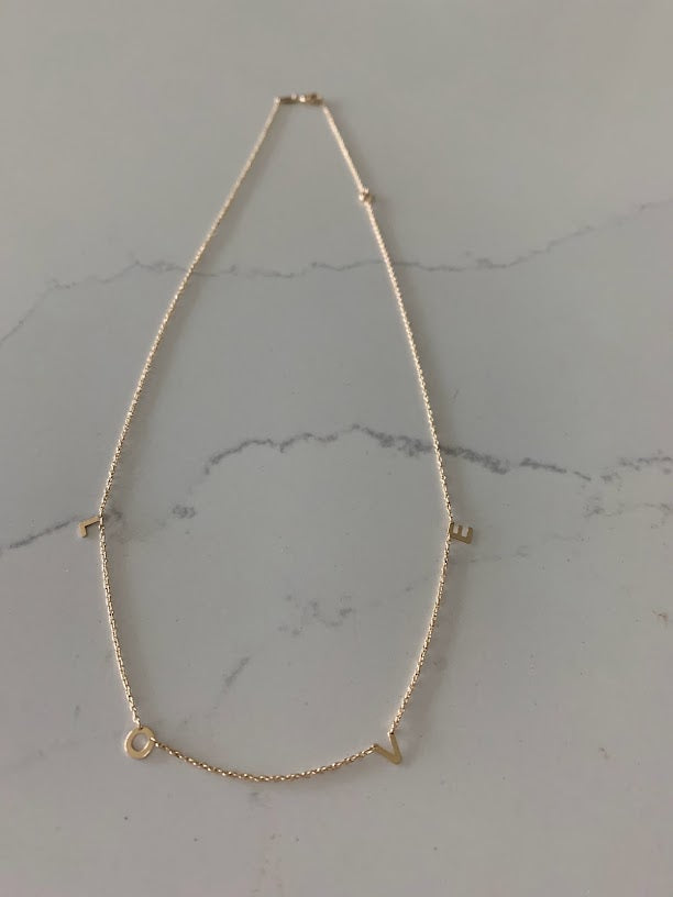 14K Gold LOVE Necklace | Mom Necklace
