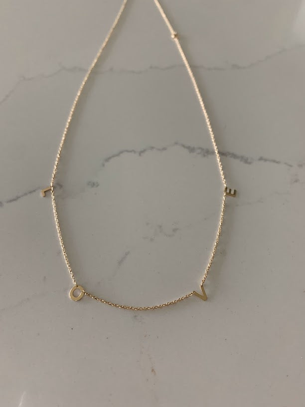 14K Gold LOVE Necklace | Mom Necklace