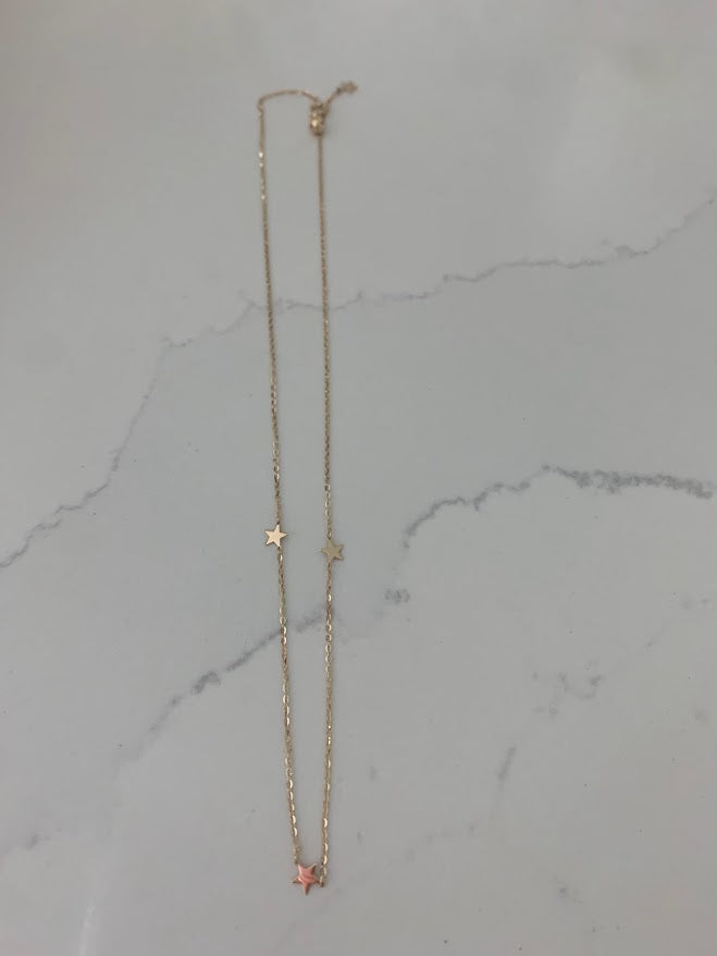 14K Gold Stars Choker | Stars Layering Necklace | 14K Gold Chain Necklace