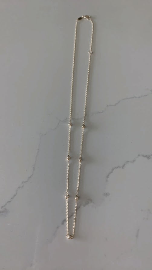 14K Gold CZ Fireball Beaded Chain Necklace Gold | Genuine Gold